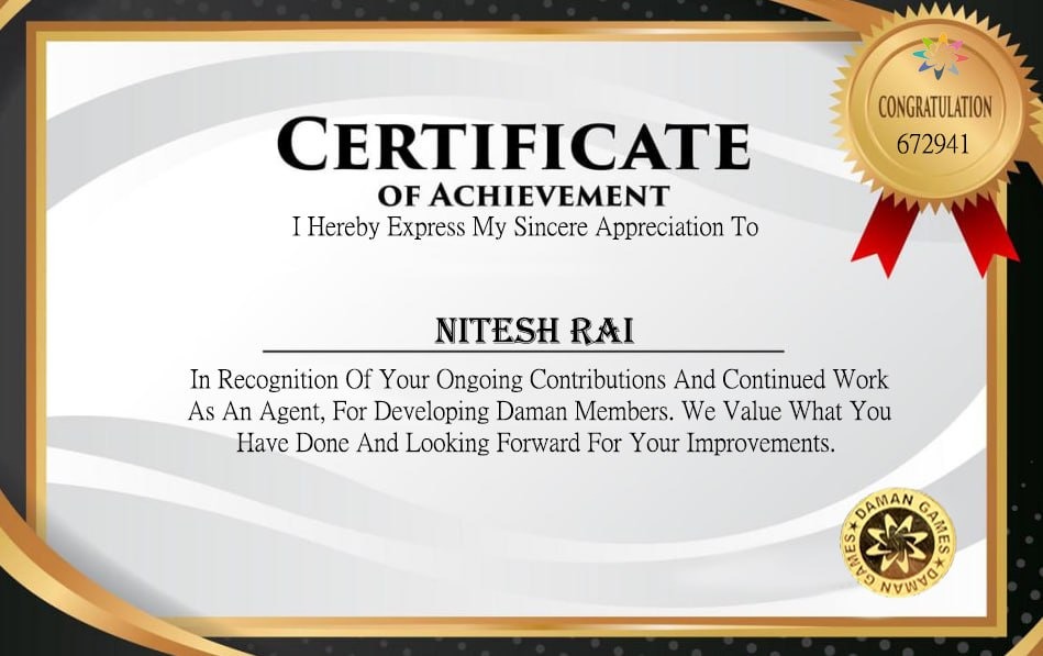 Nitesh Rai Agent of Daman Games